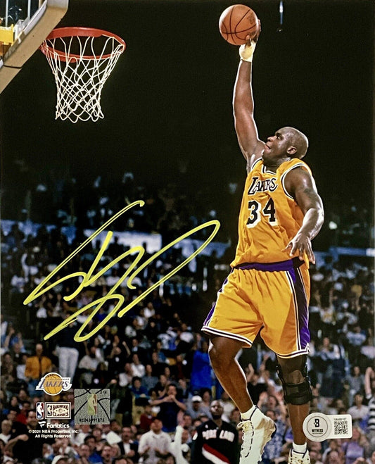 SHAQUILLE O'NEAL LAKERS SIGNED 8X10 PHOTO ONE-HANDED DUNK BAS WITNESS