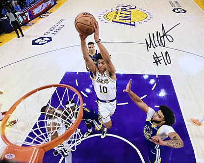 MAX CHRISTIE LOS ANGELES LAKERS SIGNED 16X20 DUNK VS WARRIORS PHOTO PSA WITNESS