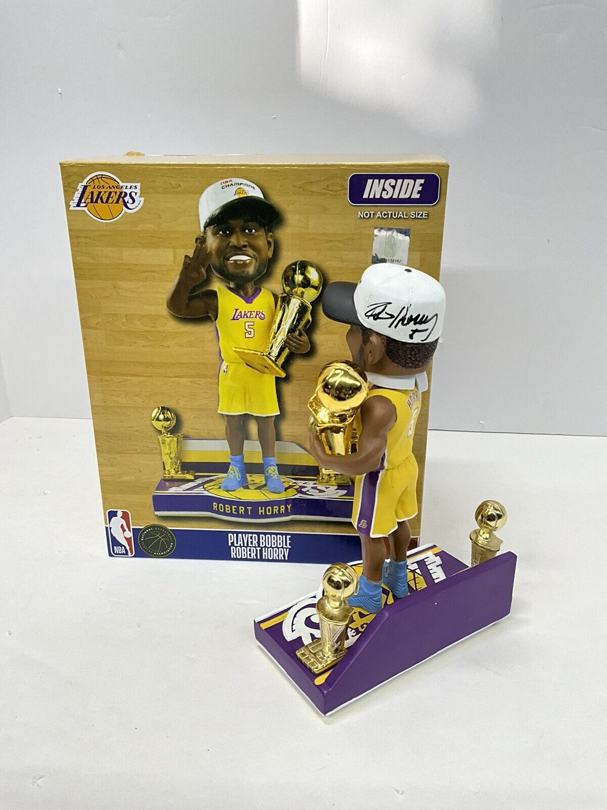 ROBERT HORRY SIGNED LAKERS 3X CHAMPION LIMITED #/216 FOCO BOBBLEHEAD BAS W128278