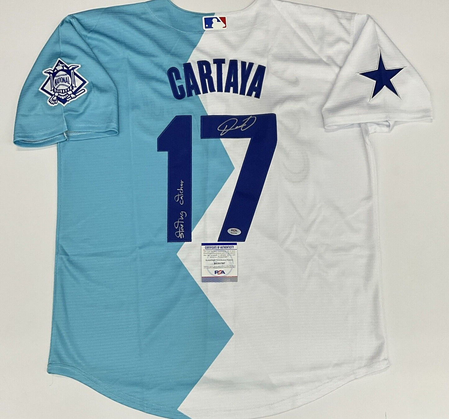 DIEGO CARTAYA DODGER SIGNED 22 FUTURES GAME JERSEY STARTING CATCHER PSA RG51797