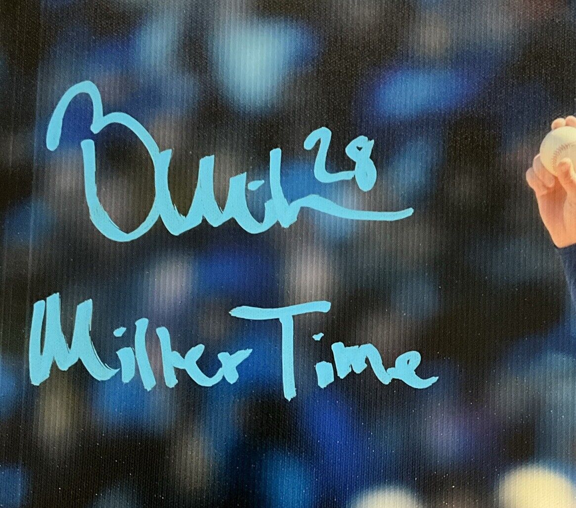 11/28 BOBBY MILLER DODGERS SIGNED 20X30 CANVAS PRINT "MILLER TIME" BECKETT ITP