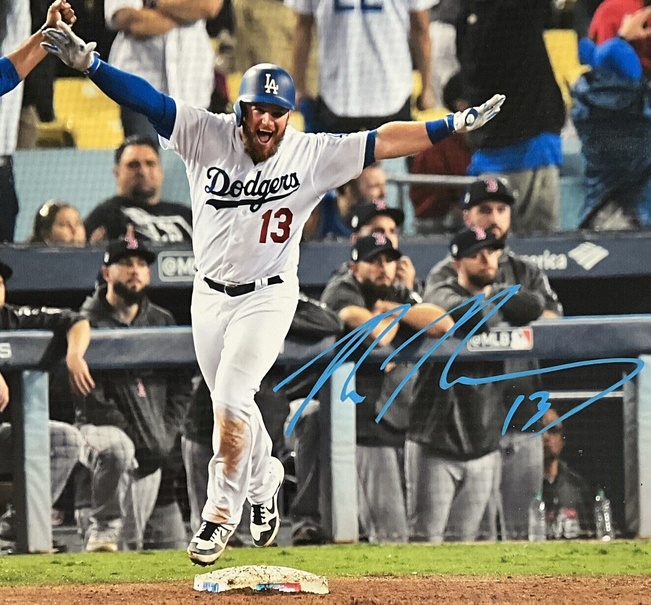 MAX MUNCY DODGERS SIGNED 22X26 2018 WORLD SERIES WALKOFF HR CANVAS PSA 2C51254