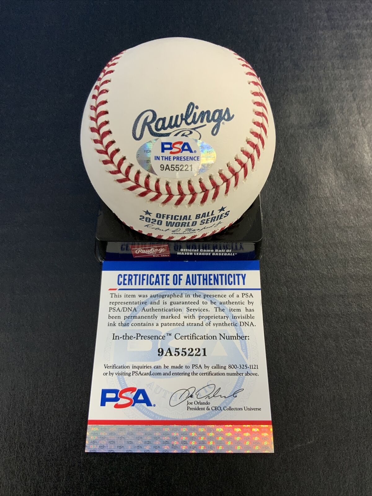 JAKE MCGEE DODGERS SIGNED 2020 WORLD SERIES BASEBALL PSA  WITNESS COA