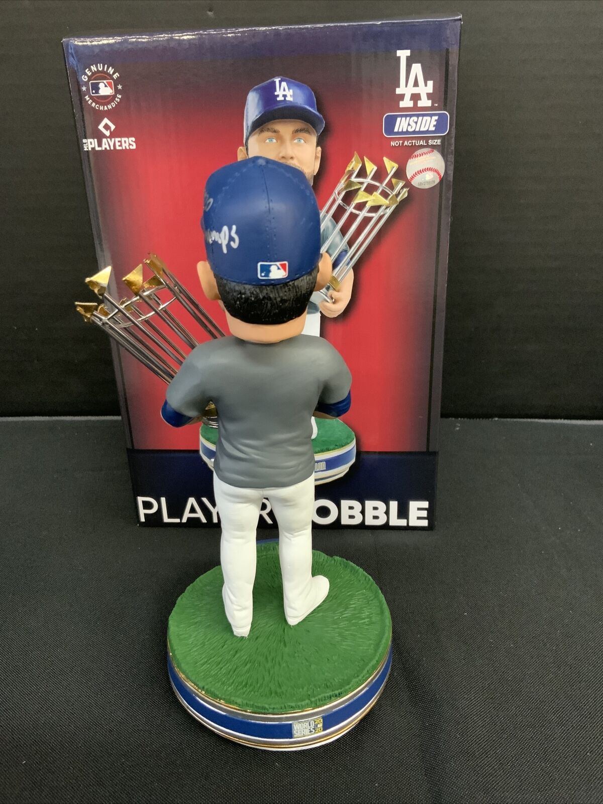 CHRIS TAYLOR DODGERS SIGNED CHAMPIONSHIP BOBBLEHEAD "2020 WS CHAMPS" PSA 1C01595