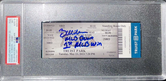 BOBBY MILLER MLB DEBUT & 1ST WIN 5/23/23 Ticket Stub PSA GEM MT 10 AUTO 80057007