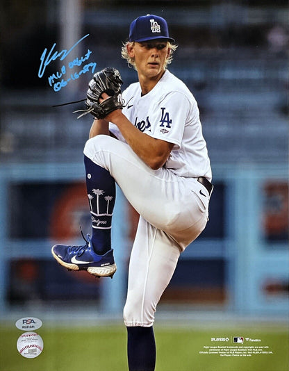 EMMETT SHEEHAN DODGERS SIGNED 11X14 PHOTO VS GIANTS "MLB DEBUT 06-16-23" PSA ITP