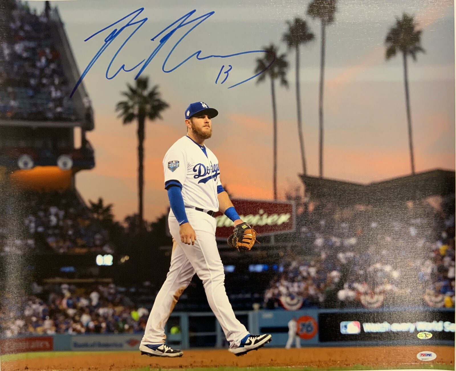 DODGERS ALL STAR  MAX MUNCY SIGNED L/E 20X24 UNFRAMED CANVAS PRINT PSA 8A64311