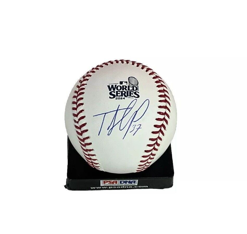 TEOSCAR HERNANDEZ DODGERS SIGNED 2024 WORLD SERIES BASEBALL PSA WITNESS