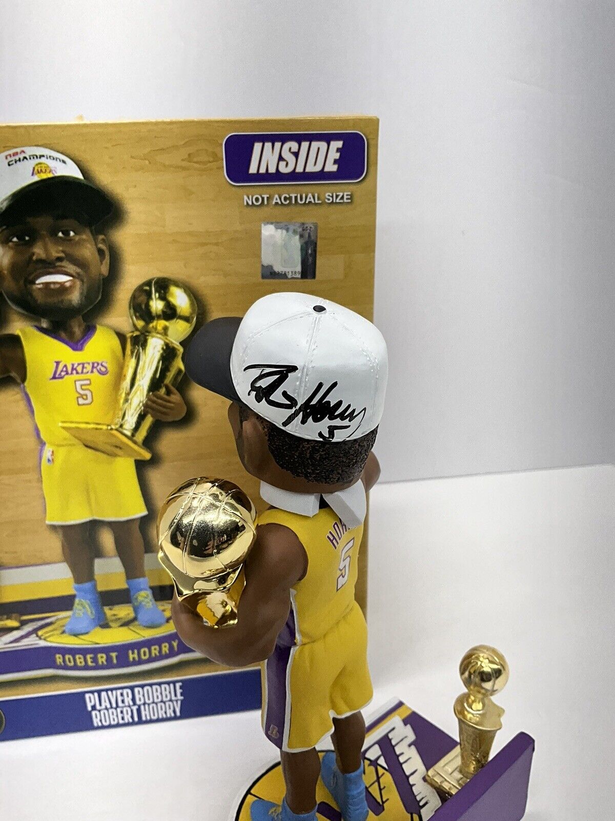 ROBERT HORRY SIGNED LAKERS 3X CHAMPION LIMITED #/216 FOCO BOBBLEHEAD BAS W128268