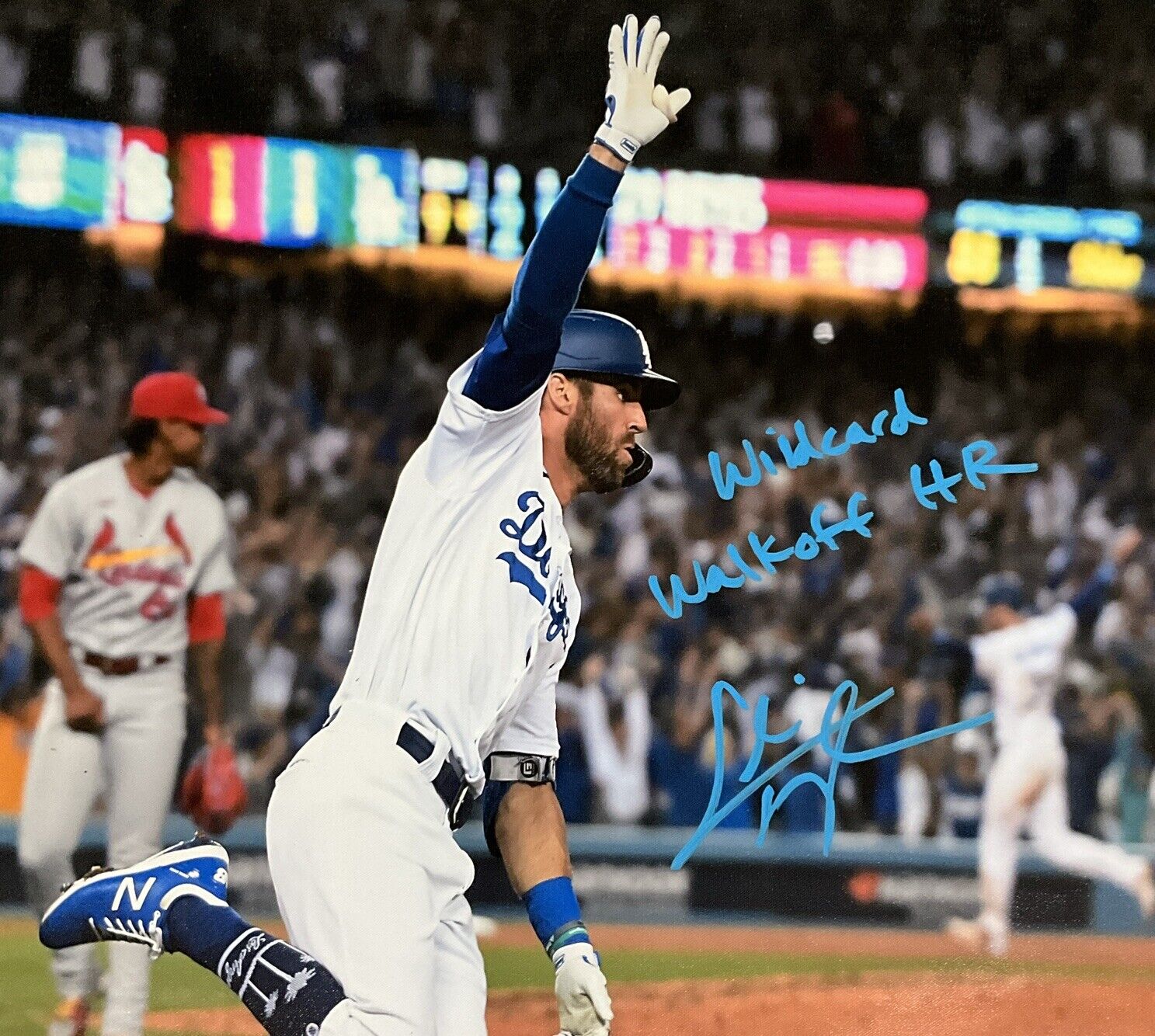 CHRIS TAYLOR DODGERS SIGNED 22X26 CANVAS "WILDCARD WALKOFF HR" PSA 2C53370