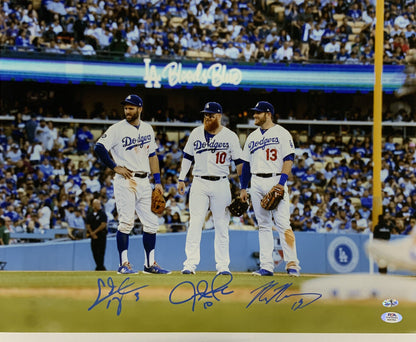 MAX MUNCY CHRIS TAYLOR & JUSTIN TURNER DODGERS SIGNED 16X20  PHOTO PSA WITNESS