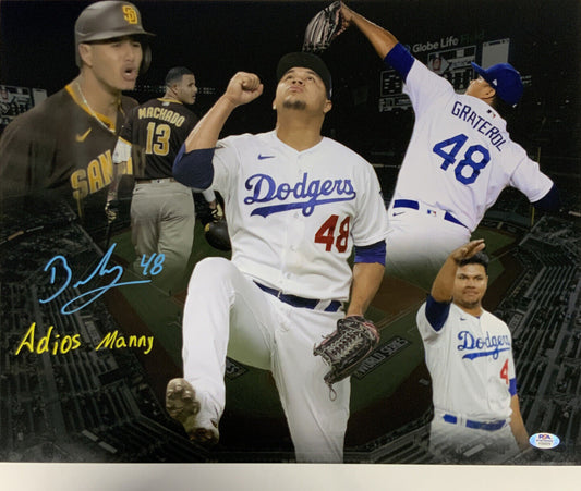 BRUSDAR GRATEROL DODGERS SIGNED 16X20 WITH MACHADO "ADIOS MANNY" PHOTO EDIT PSA