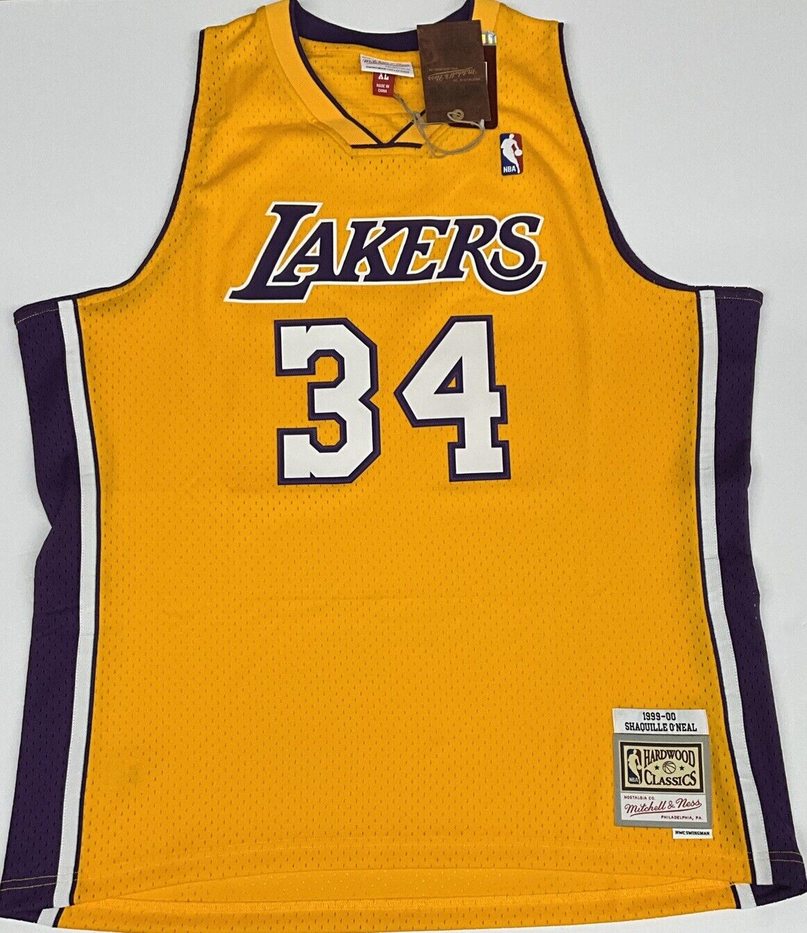 SHAQUILLE O'NEAL SIGNED LAKERS MITCHELL & NESS JERSEY "HOF 16" INSC BAS 1W489286