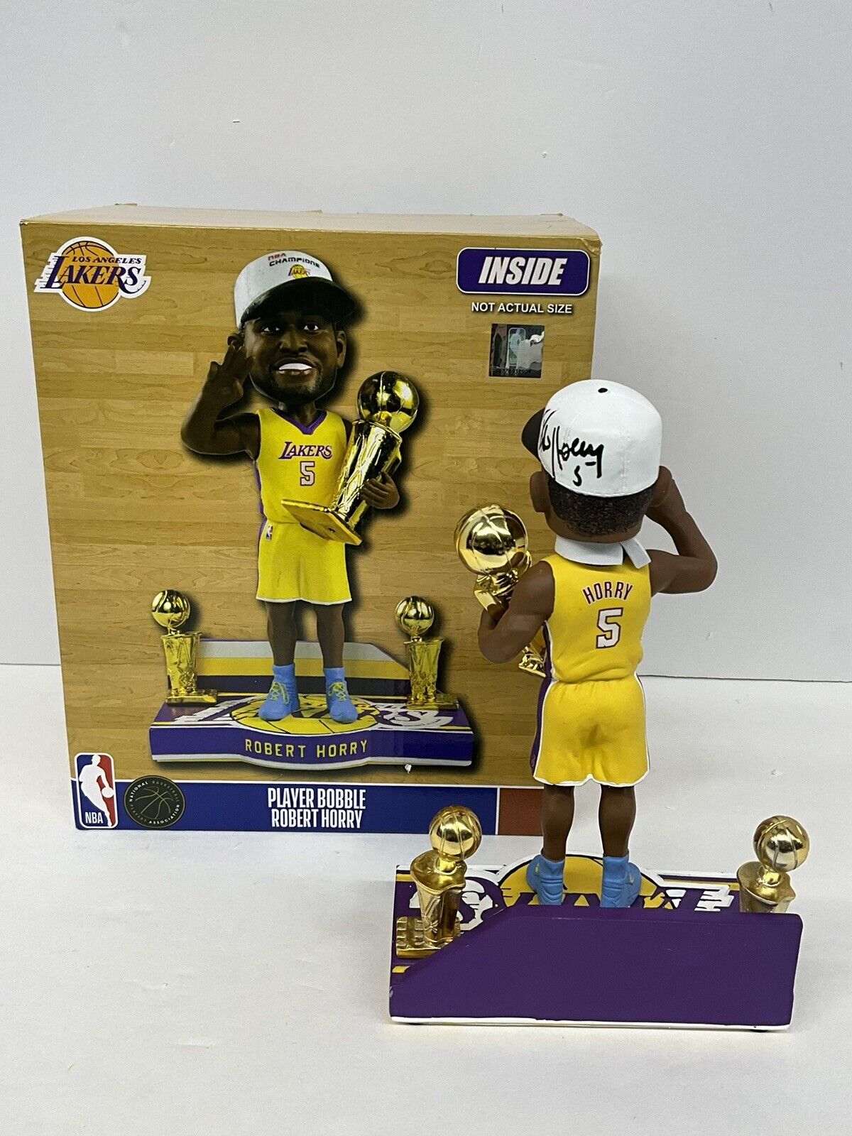 ROBERT HORRY SIGNED LAKERS 3X CHAMPION LIMITED #/216 FOCO BOBBLEHEAD BAS W128260