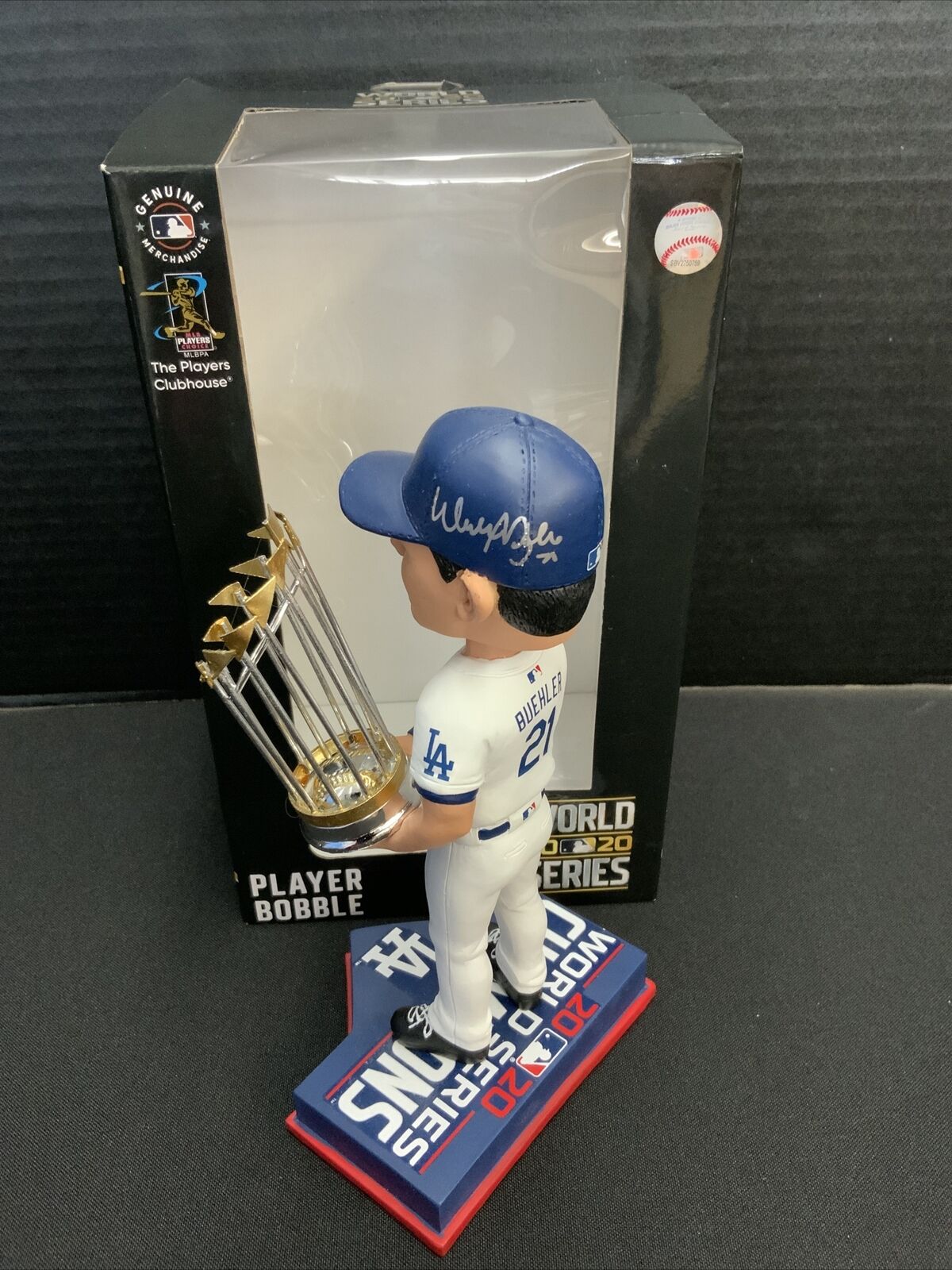 WALKER BUEHLER DODGERS SIGNED FOCO 2020 WS CHAMPIONSHIP BOBBLEHEAD WK 30256