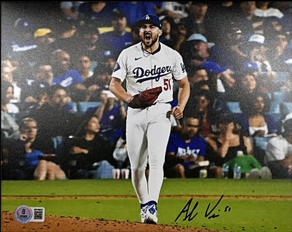 ALEX VESIA DODGERS 2024 WS CHAMPION SIGNED 8X10 SHOUTING PHOTO BAS
