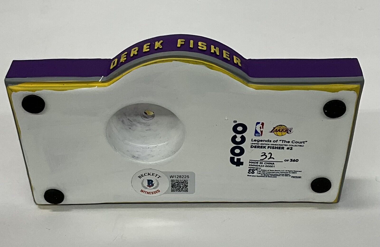 DEREK FISHER SIGNED LAKERS 5X CHAMPION LIMITED #/360 FOCO BOBBLEHEAD BAS W128225