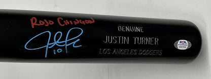 JUSTIN TURNER DODGERS SIGNED LOUISVILLE SLUGGER BAT "ROJO CHINGON" PSA 9A87958