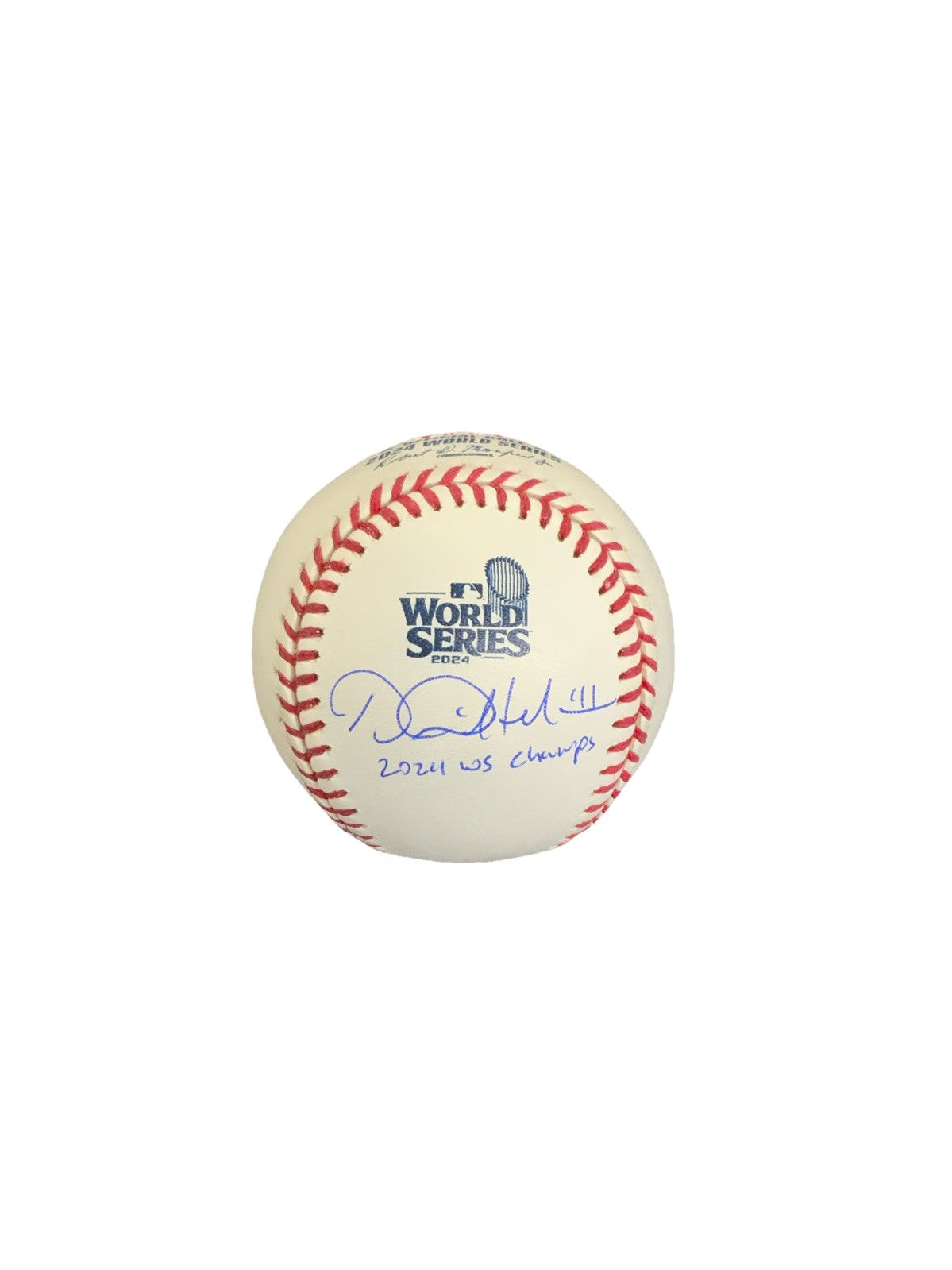 DANIEL HUDSON SIGNED 2024 WORLD SERIES BASEBALL  "2024 WS CHAMPS" IN PSA