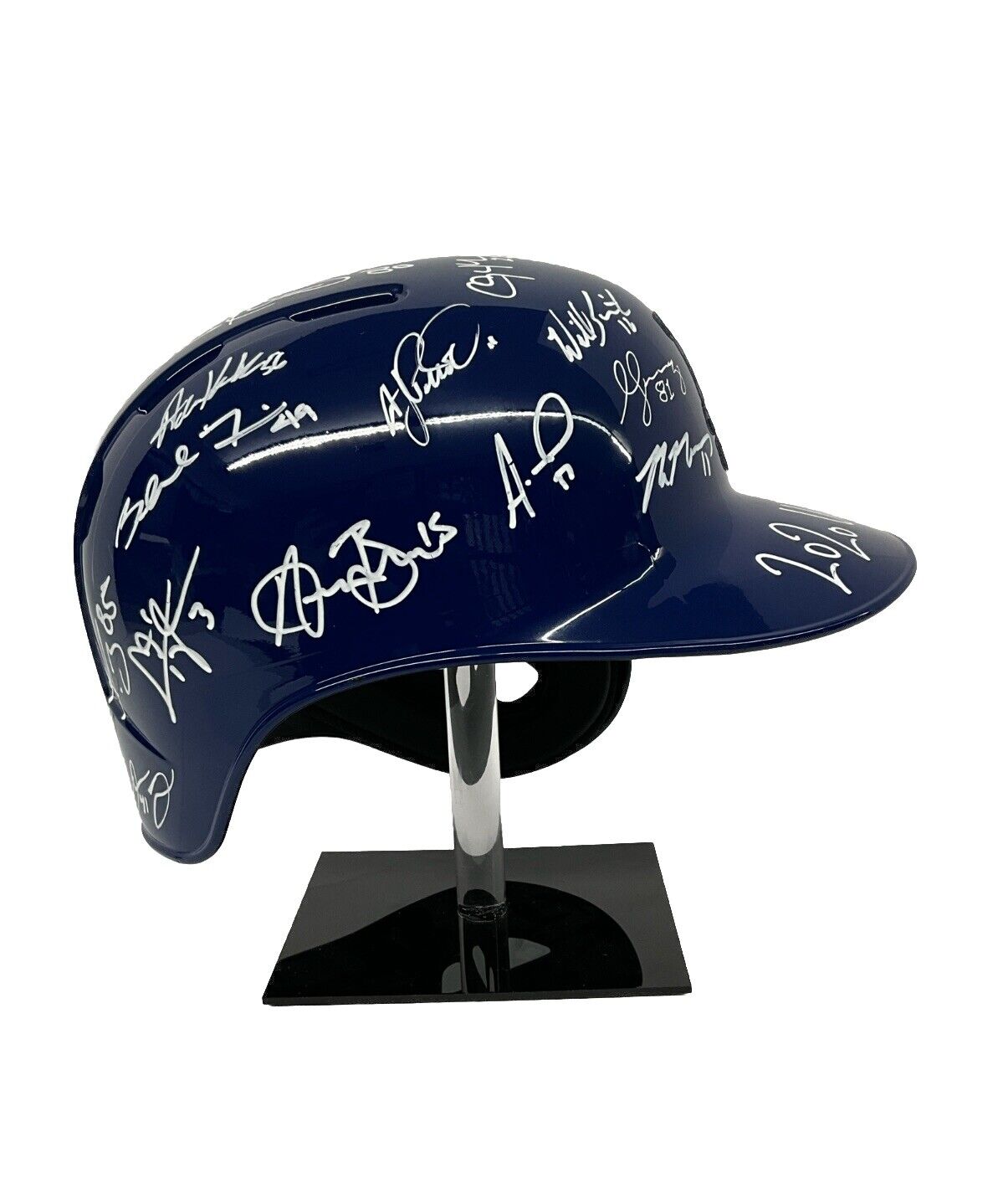 DODGERS 2020 WORLD SERIES CHAMPION FULL TEAM SIGNED HELMET 29 AUTOS PSA 9A26703