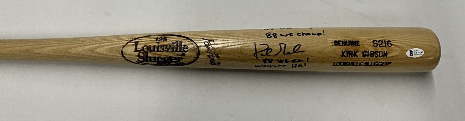 DODGERS KIRK GIBSON SIGNED LOUISVILLE GAME MODEL BAT 3 INSCRIPTIONS" BAS WE78265