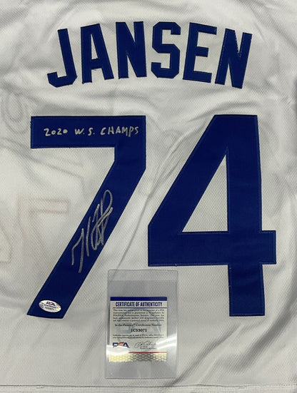 KENLEY JANSEN DODGERS SIGNED 2020 WORLD SERIES JERSEY 2020 WS CHAMP" PSA 1C53071