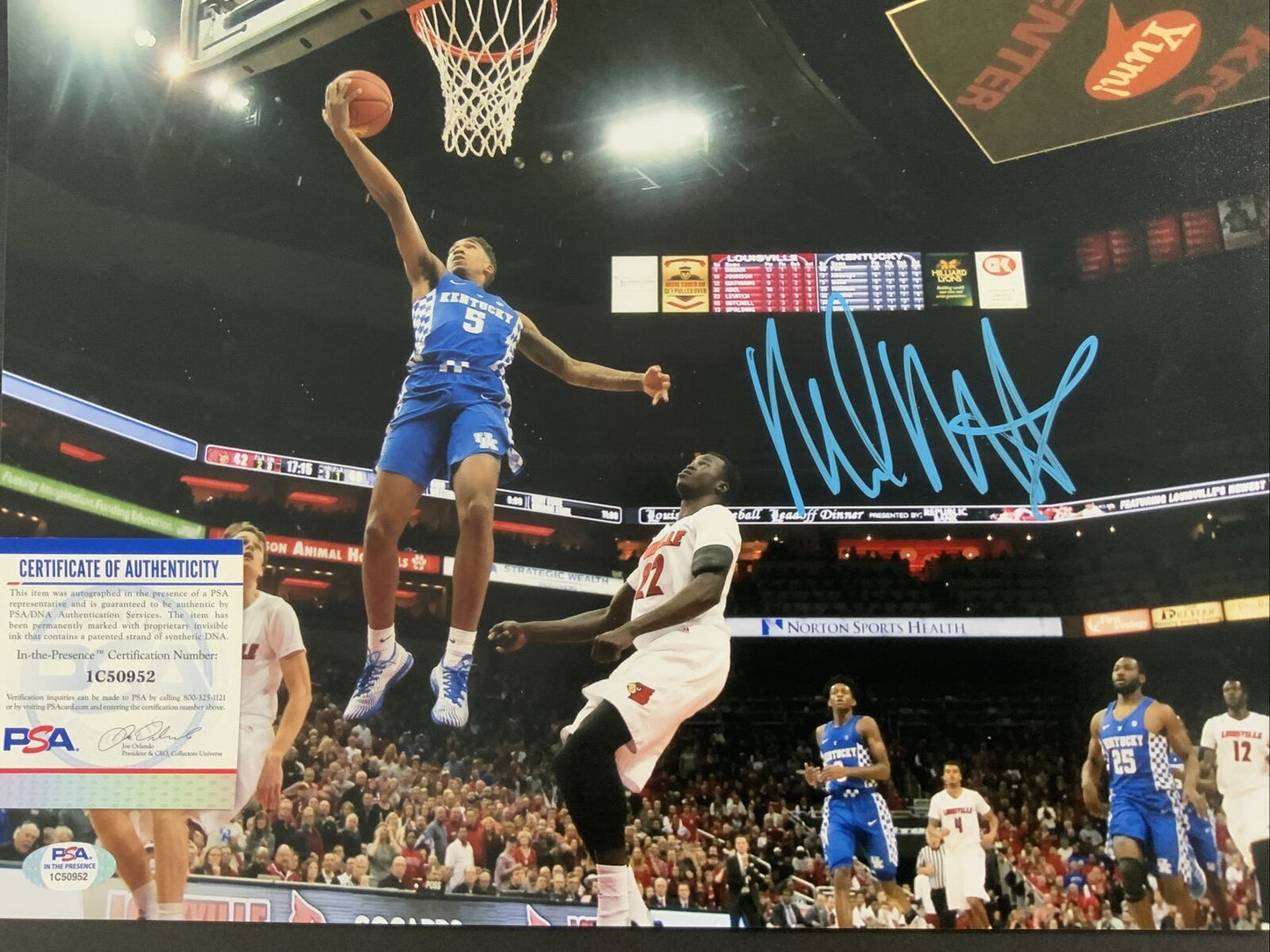 MALIK MONK LAKERS SIGNED 11X14 KENTUCKY WILDCATS PHOTO PSA ITP AUTHENTICATED