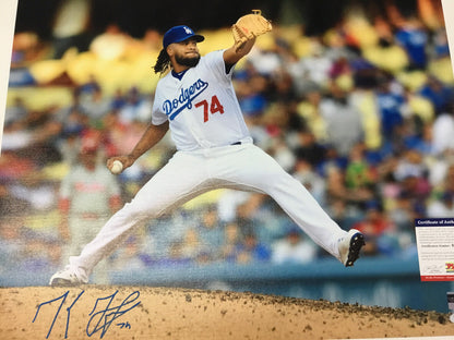 KENLEY JANSEN DODGERS ALL TIME SAVES LEADER SIGNED 18X22 CANVAS PRINT PSA 6979