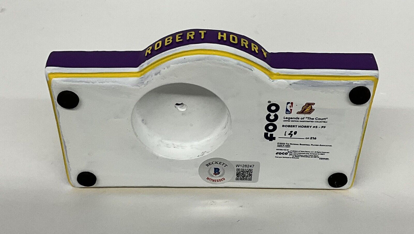 ROBERT HORRY SIGNED LAKERS FOCO /216 BOBBLEHEAD 00,01,02 CHAMPS" INS BAS W128247