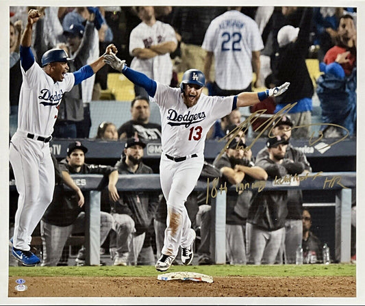 MAX MUNCY DODGERS SIGNED 22X26 18 WS CANVAS "18TH INNING WALKOFF HR" PSA 1C01915