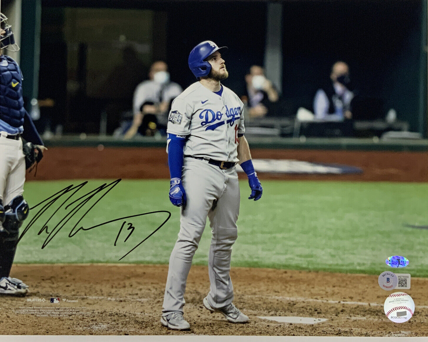 MAX MUNCY DODGERS SIGNED 11X14 2020 WORLD SERIES GAME 5 HOMERUN PHOTO PSA