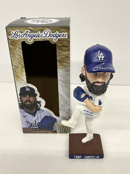 TONY GONSOLIN SIGNED DODGERS SGA BOBBLEHEAD "2020 WS CHAMPS" INSCRIP PSA 2C60244