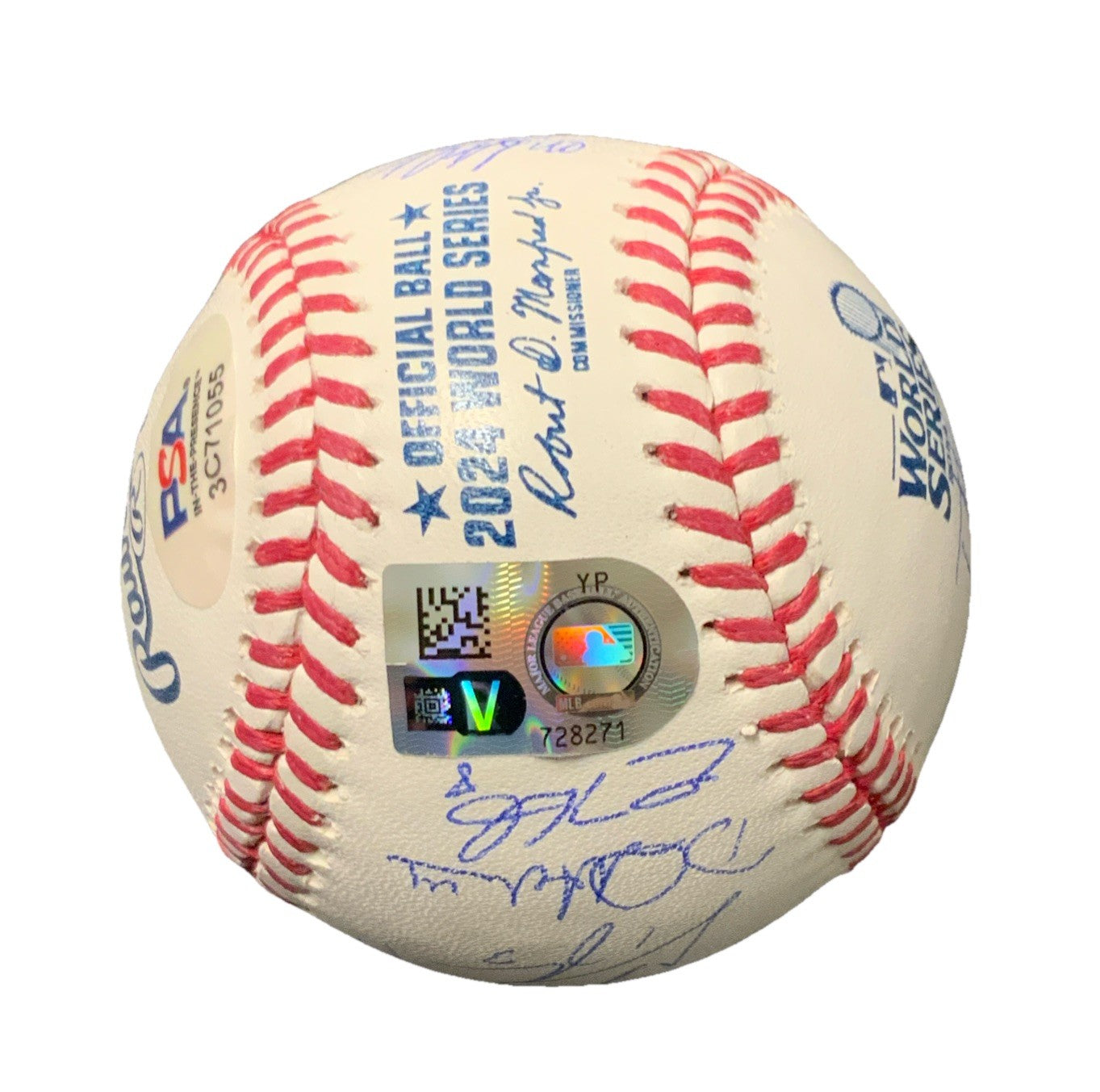 DODGERS SIGNED 2024 WORLD SERIES BALL 21 AUTOS FREEMAN TEO MUNCY BUEHLER PSA 055