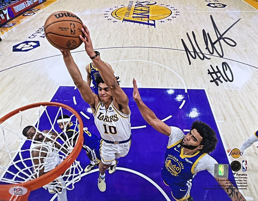 MAX CHRISTIE LOS ANGELES LAKERS SIGNED 11X14 DUNK VS WARRIORS PHOTO PSA WITNESS