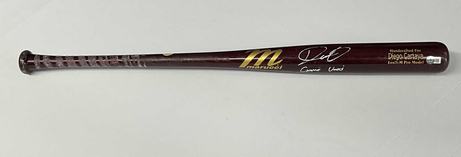 DIEGO CARTAYA DODGERS #1 PROSPECT SIGNED GAME USED MARUCCI BAT BAS BH019504