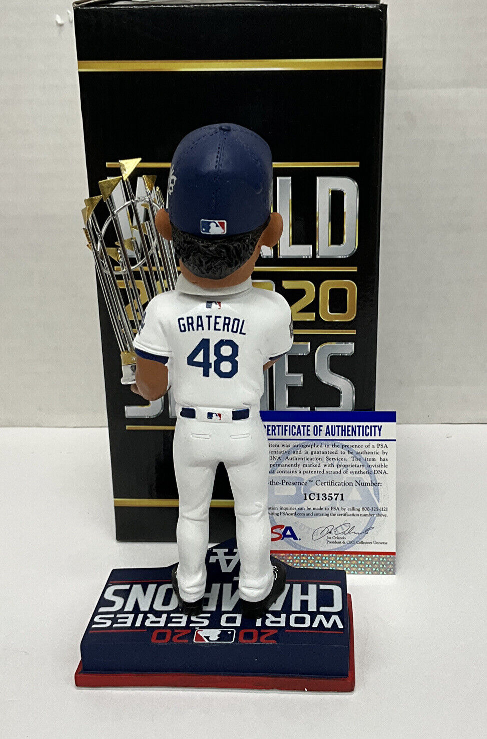 BRUSDAR GRATEROL DODGERS SIGNED 2020 WS FOCO BOBBLEHEAD "BAZOOKA" PSA 1C13571