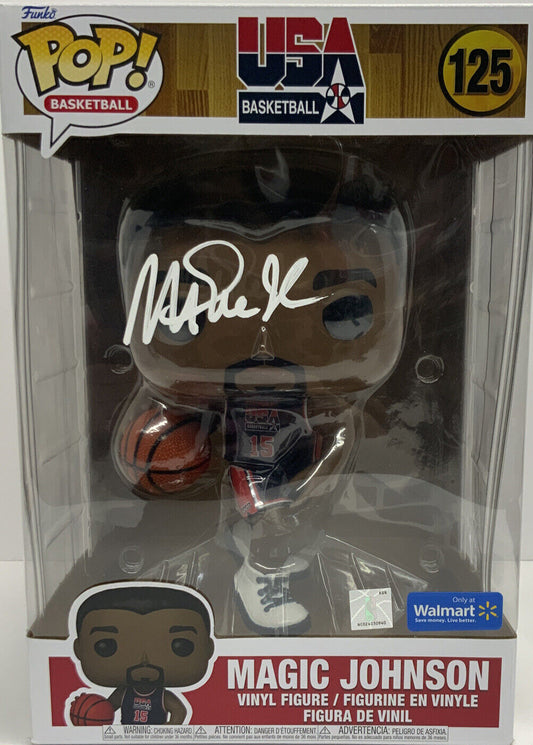 MAGIC JOHNSON SIGNED USA #125 10-INCH JUMBO WALMART EX FUNKO POP BAS WY61740