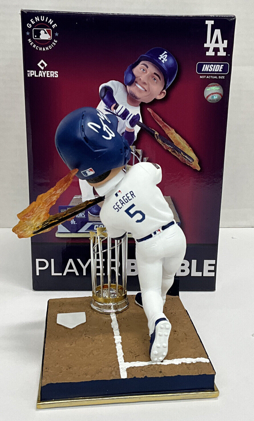 COREY SEAGER DODGERS SIGNED FOCO 2020 WORLD SERIES FLAME BOBBLEHEAD JSA AC02195