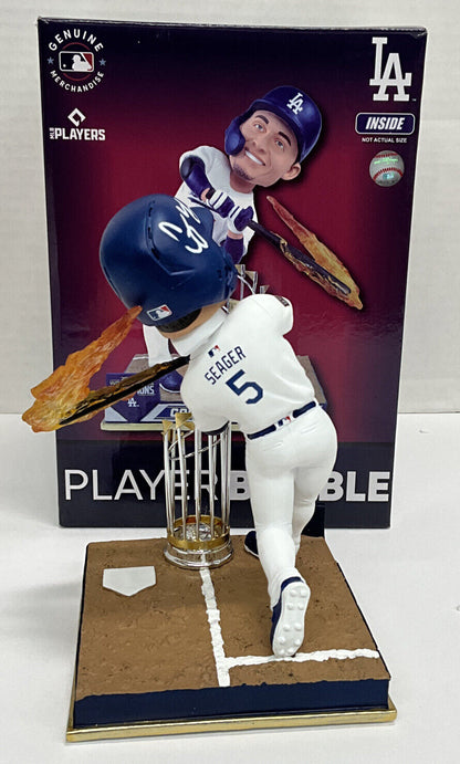 COREY SEAGER DODGERS SIGNED FOCO 2020 WORLD SERIES FLAME BOBBLEHEAD JSA AC02195