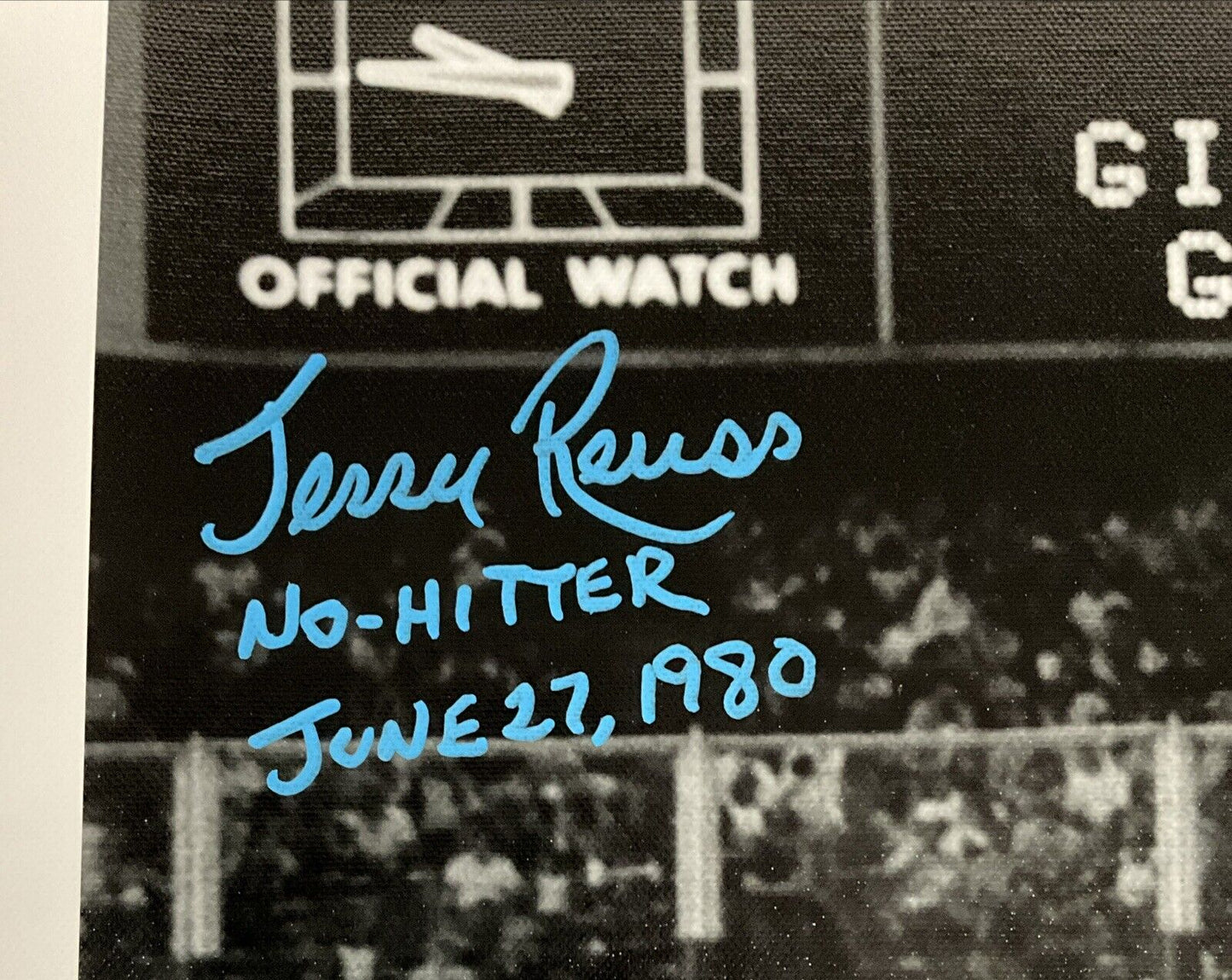 JERRY REUSS DODGERS SIGNED 18X22 CANVAS "NO-HITTER 6/27/80" INSC PSA AJ66103