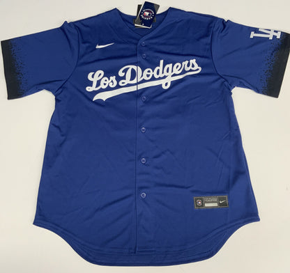 CODY BELLINGER DODGERS 2020 CHAMP SIGNED CITY CONNECT BLUE JERSEY MLB VT102646