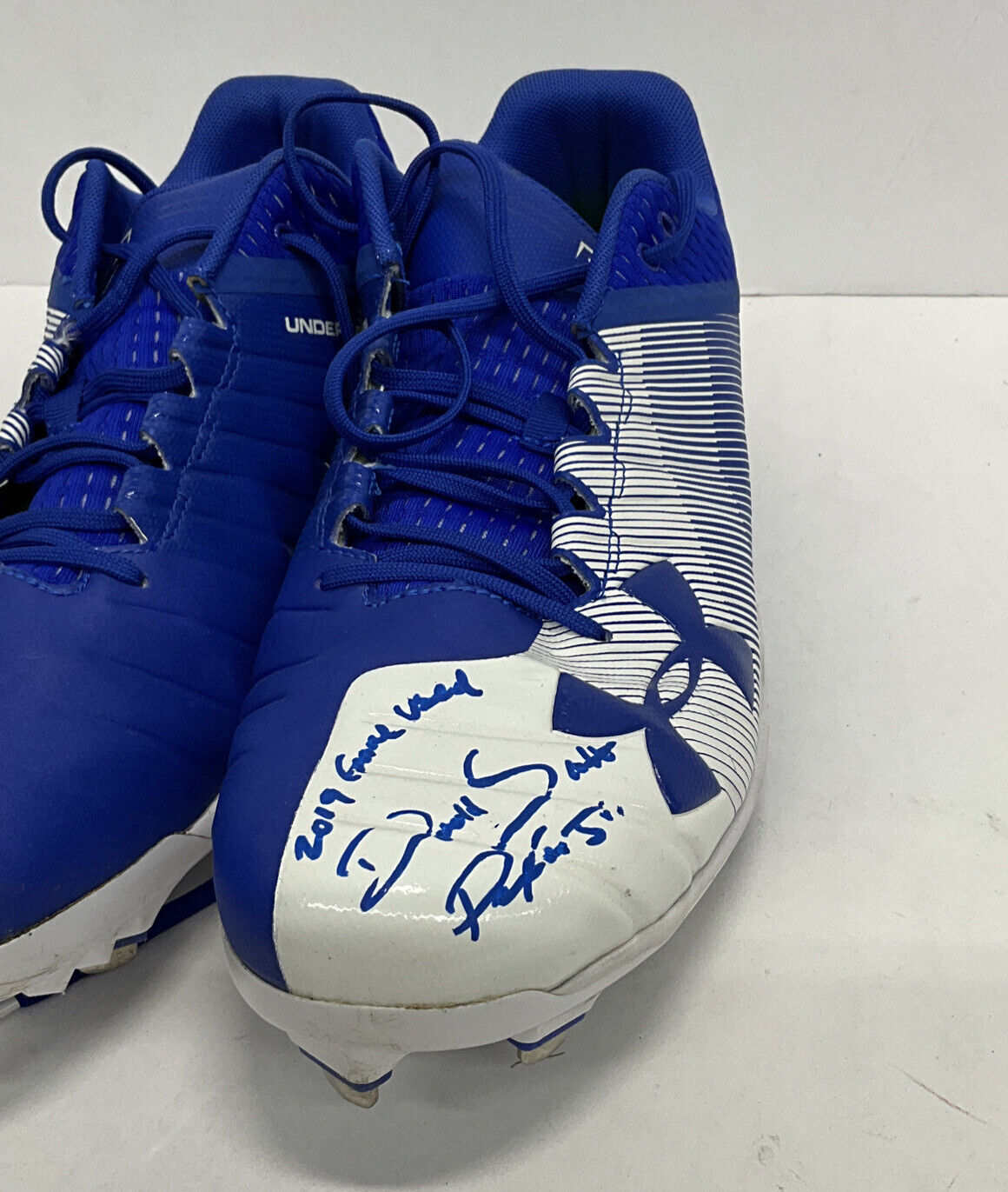 DJ PETERS DODGERS TIGERS FULL NAME SIGNED GAME USED CLEATS PSA RG29218/19