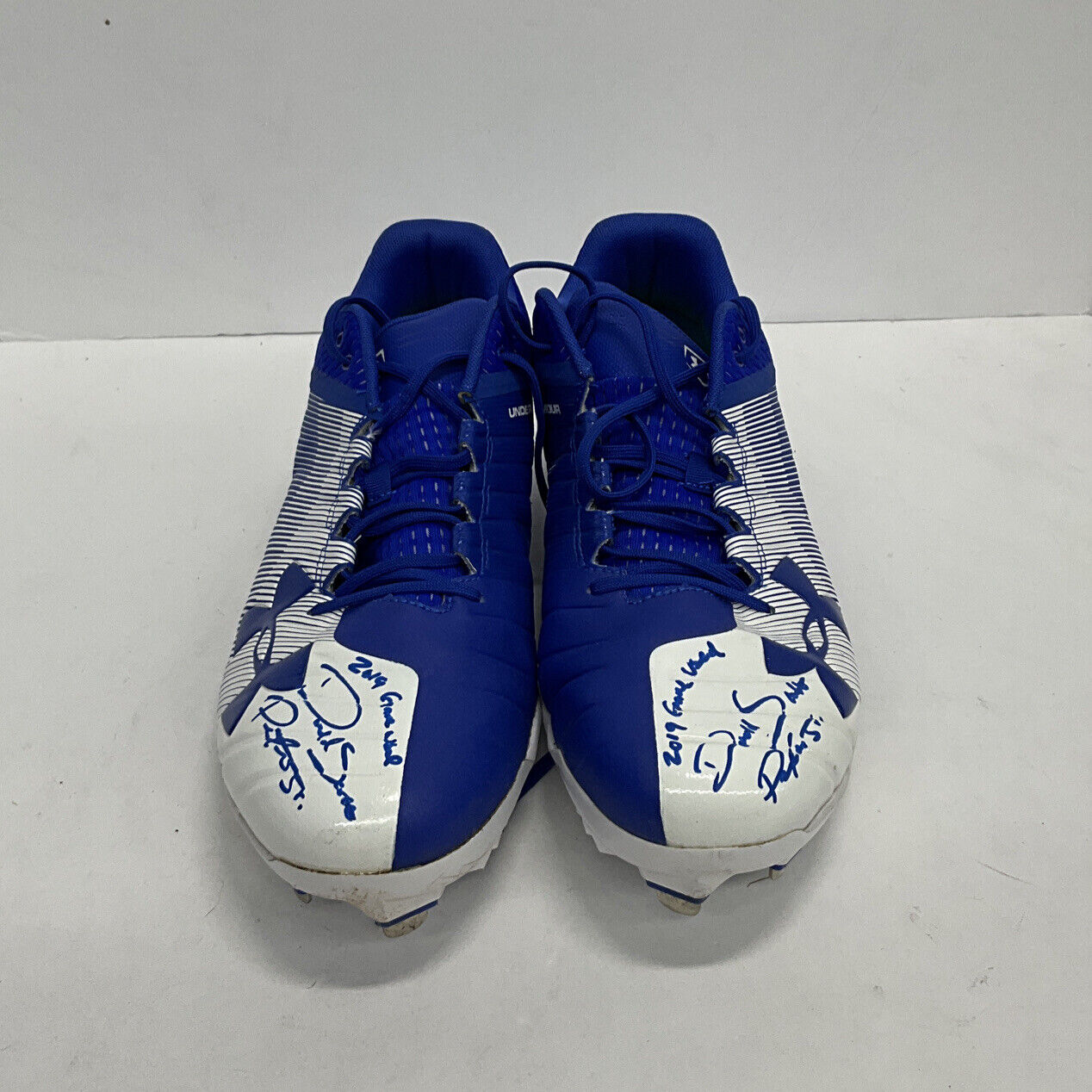 DJ PETERS DODGERS TIGERS FULL NAME SIGNED GAME USED CLEATS PSA RG29218/19