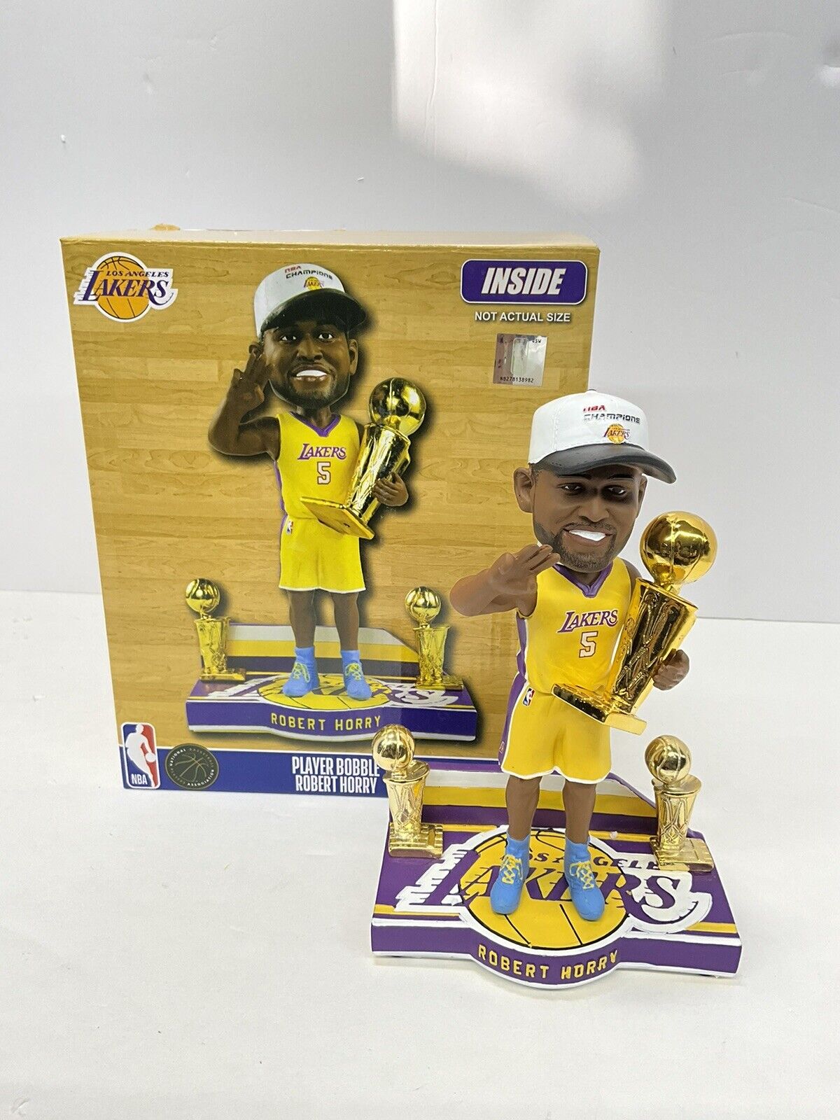 ROBERT HORRY SIGNED LAKERS 3X CHAMPION LIMITED #/216 FOCO BOBBLEHEAD BAS W128278