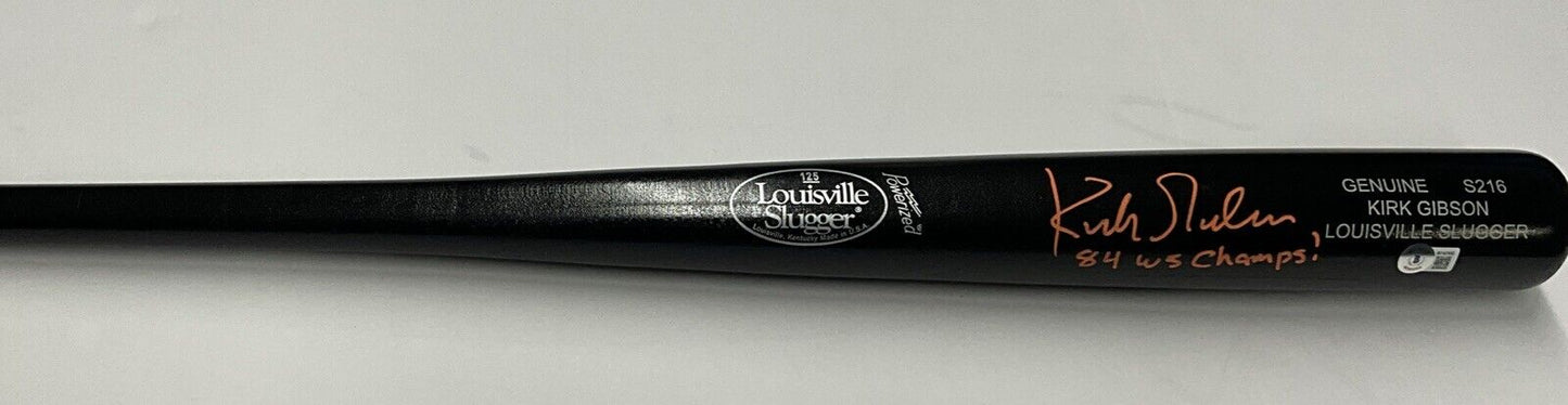 KIRK GIBSON TIGERS SIGNED LOUISVILLE SLUGGER MODEL BAT 84 WS CHAMPS" BAS W140596