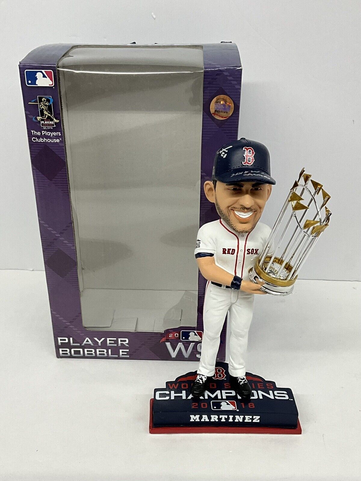 JD MARTINEZ SIGNED BOSTON RED SOX FOCO BOBBLEHEAD "2018 WS CHAMPS" BAS W807863