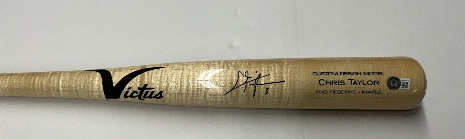 CHRIS TAYLOR DODGERS WS CHAMP SIGNED VICTUS GAME MODEL BLONDE BAT BAS  WZ59445