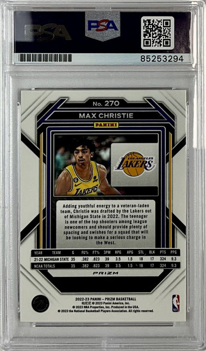 MAX CHRISTIE SIGNED LAKERS CRACKED ICE RED PANINI PRIZM #270 RC PSA ITP 85253294