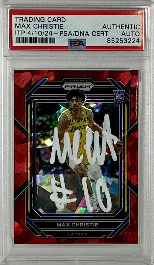 MAX CHRISTIE SIGNED LAKERS CRACKED ICE RED PANINI PRIZM #270 RC PSA ITP 85253224