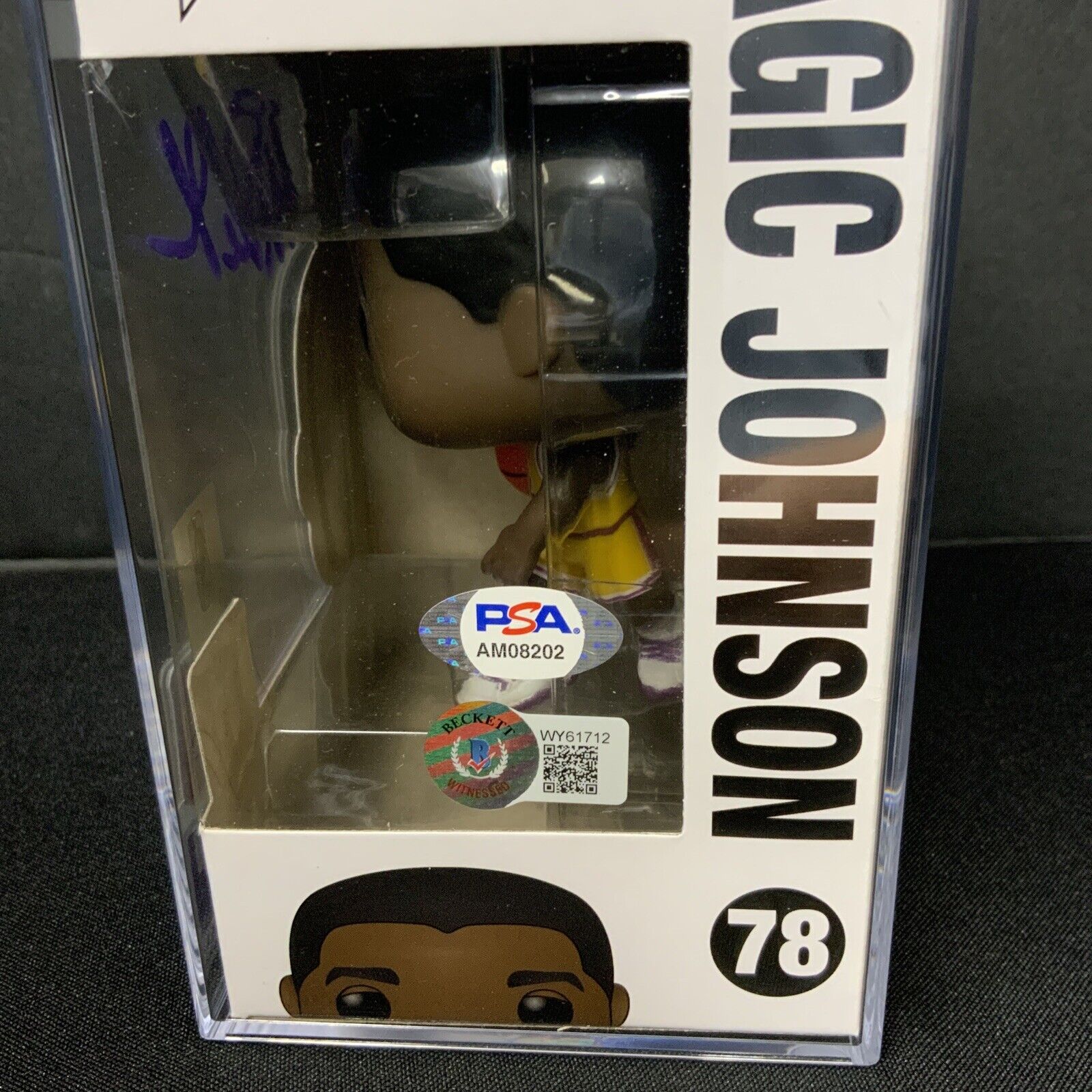 MAGIC JOHNSON SIGNED LAKERS #178 FUNKO POP PSA AM08202 SLABBED GEM MT 10 AUTO